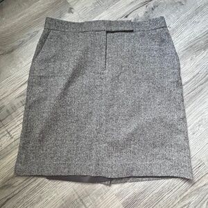 J. Crew 6 Stretch Wool Blend Herringbone Pencil Mini Skirt Gray Preppy Career
